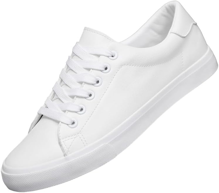 

Кроссовки большого размера для мужчин из холщовой ткани - классические низкие сникерсы белого и черного цвета на шнуровке для повседневного комфорта Clolinde