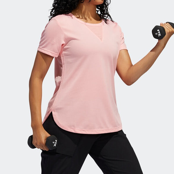 Футболка (WMNS) Adidas Training 3-Stripes Tee HEAT.RDY Pink, розовый — фото 4