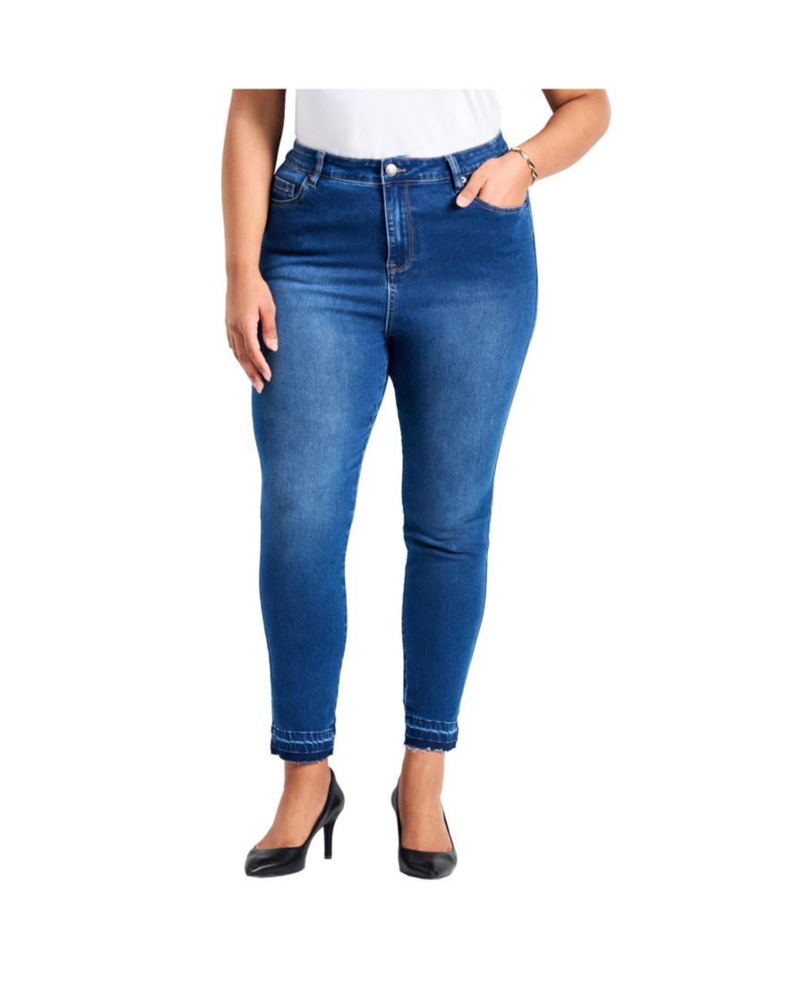 

Женские узкие джинсы с бахромой AVENUE, Mid wash