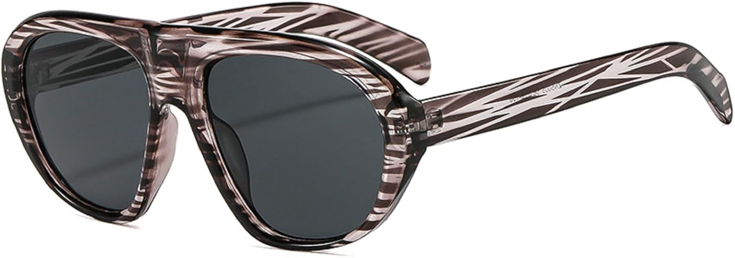 

Винтажные панк-очки-пилоты овальной формы для женщин, большие, 2026, роскошные солнцезащитные очки большого размера для леди, модные очки для активного отдыха на природе mincl, Black Stripe