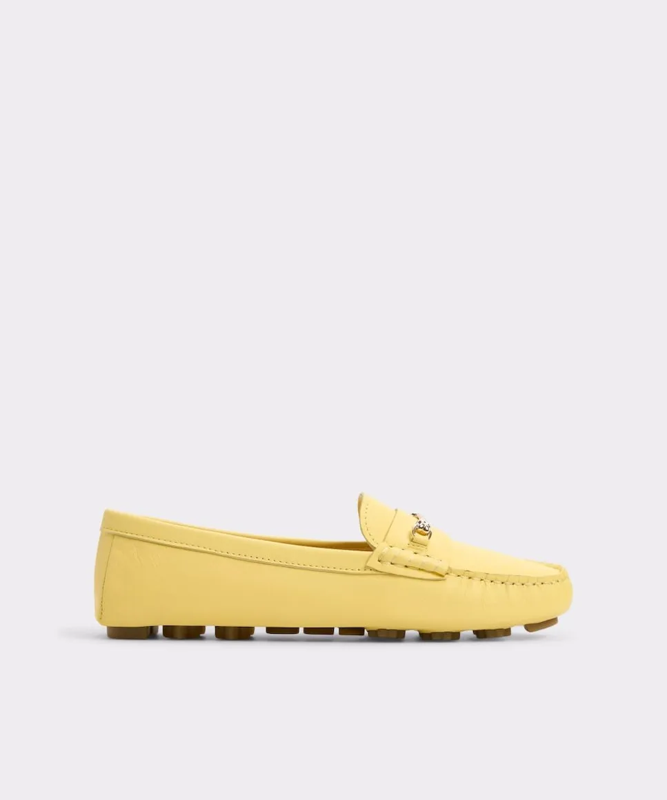 Женские кожаные мокасины с круглым носком Aldo, жёлтый