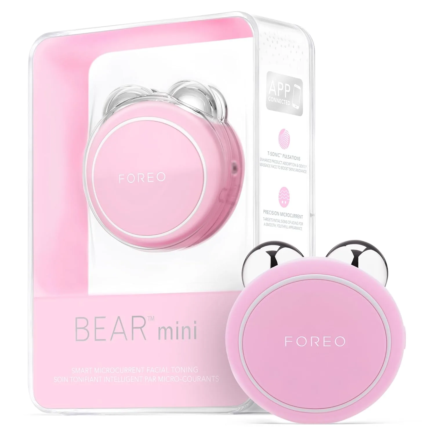 Foreo Bear Mini микротоковое устройство для лица - инструмент для скульптурирования лица - укрепление и контурирование - уменьшение второго подбородка - неинвазивное - повышает впитывание средств по уходу за кожей лица - pearl pink, Pearl Pink