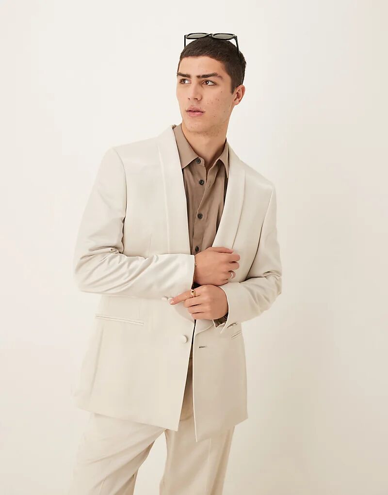 

Пиджак ASOS DESIGN из бежевого атласа