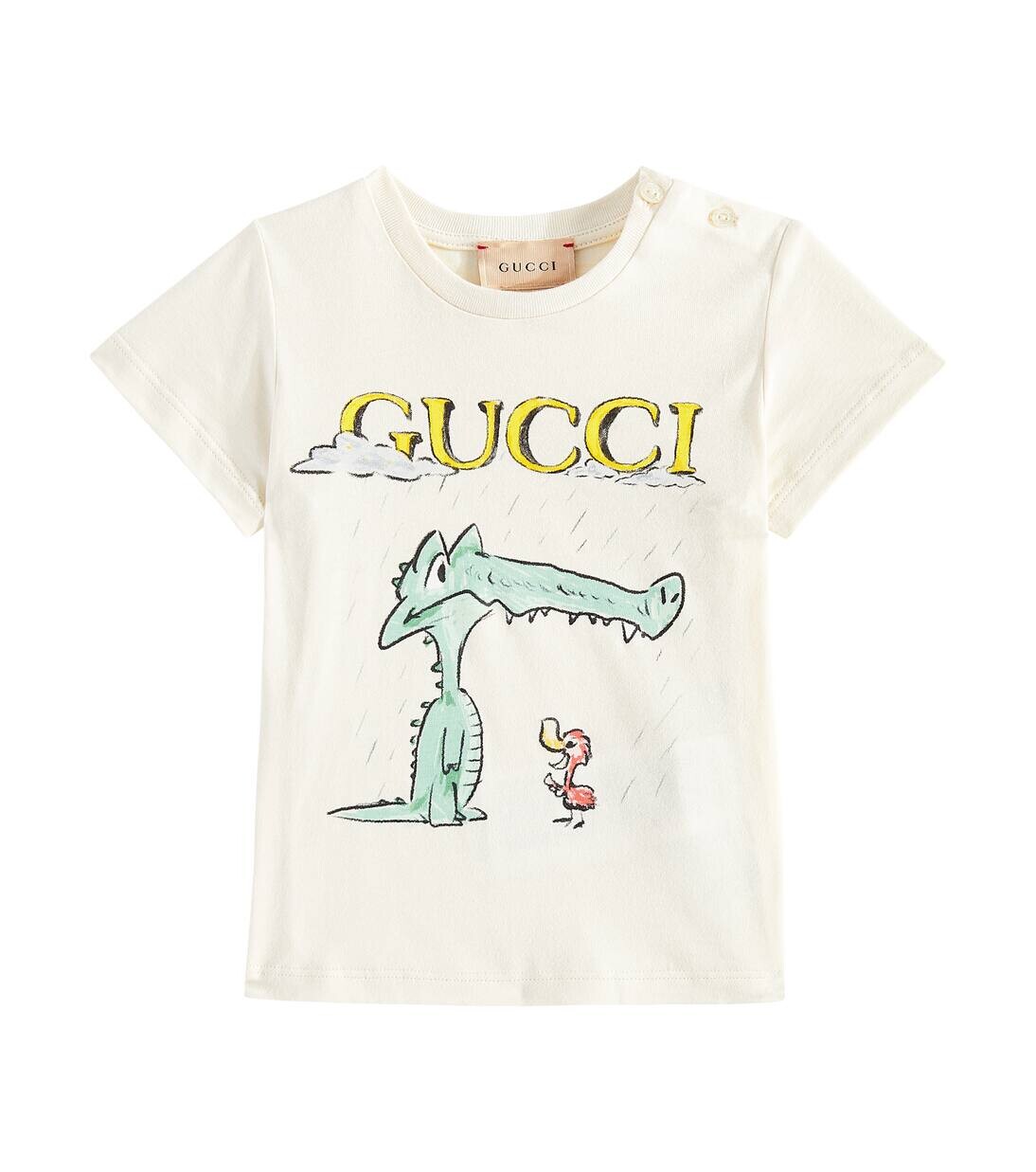 

Футболка из хлопка с принтом для малышей Gucci Kids, цвет white/mc