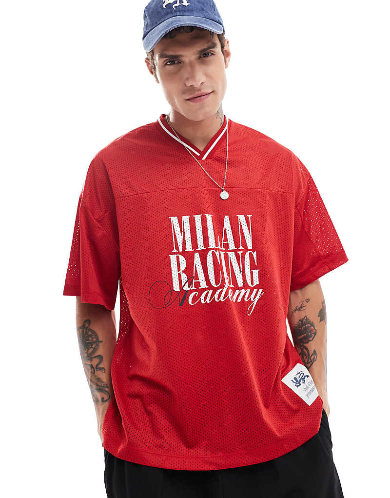 

Bershka — Футболка Sportives цвета Rot mit Oversize-Passform