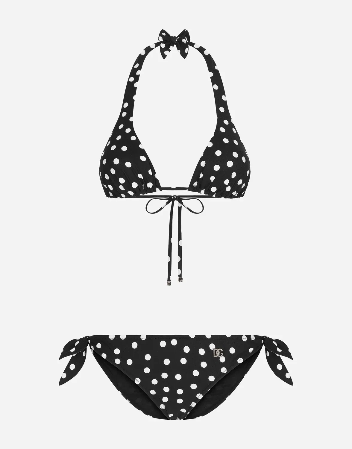 Треугольное бикини в горошек Dolce&Gabbana, белый