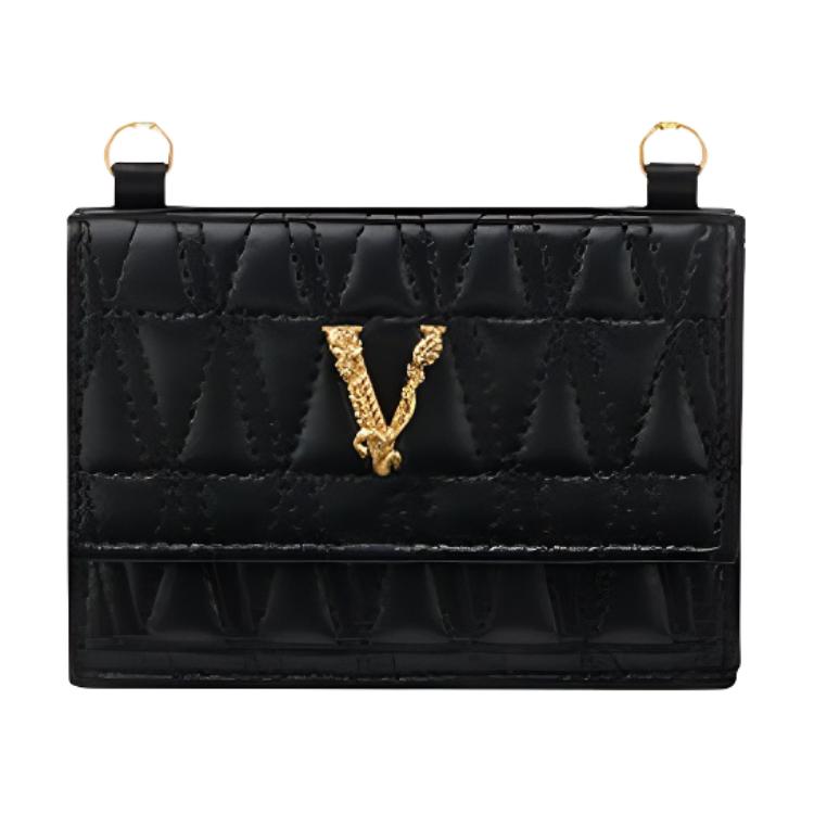 

VERSACE Кожаная сумка кроссбоди виртус женская черная