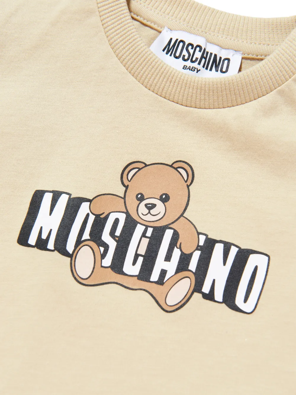 Футболка с графическим принтом Moschino Kids, бежевый — фото 3