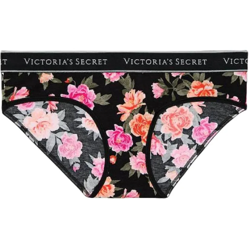 Victoria's Secret Женские трусы 1 шт черный цветочный принт