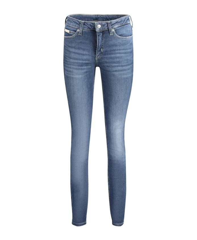 

Синие узкие джинсы из хлопка с эффектом потертости. Calvin Klein, синий