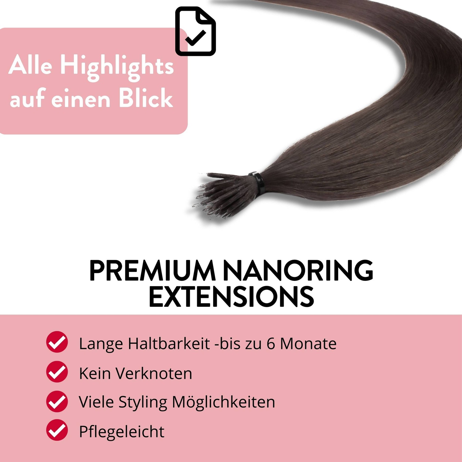Накладные волосы nanoring extensions premium echthaar #6/0 dunkelblond 1g Hair2Heart, количество 25 шт. — фото 3