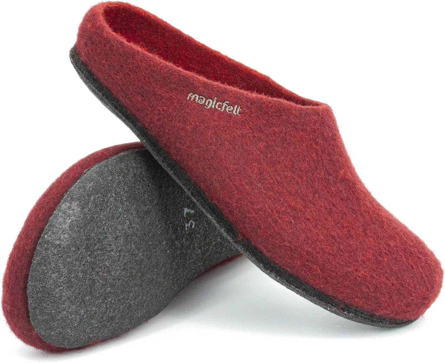 Тапочки MagicFelt AN 709 из чистой натуральной шерсти для мужчин и женщин - нескользящие и анатомической формы, Chianti