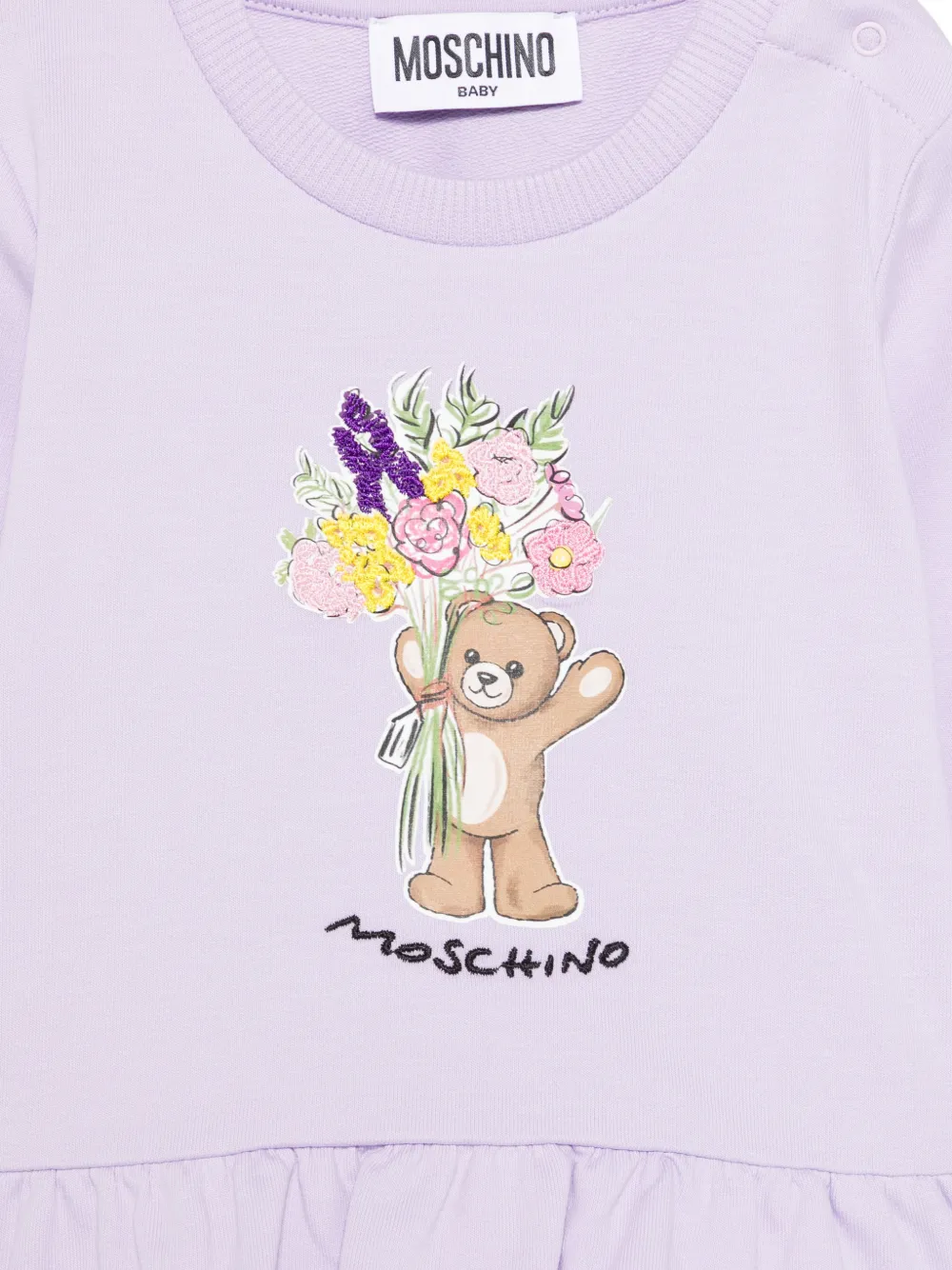 Футболка для девочки с цветочным принтом Moschino Kids, фиолетовый — фото 3