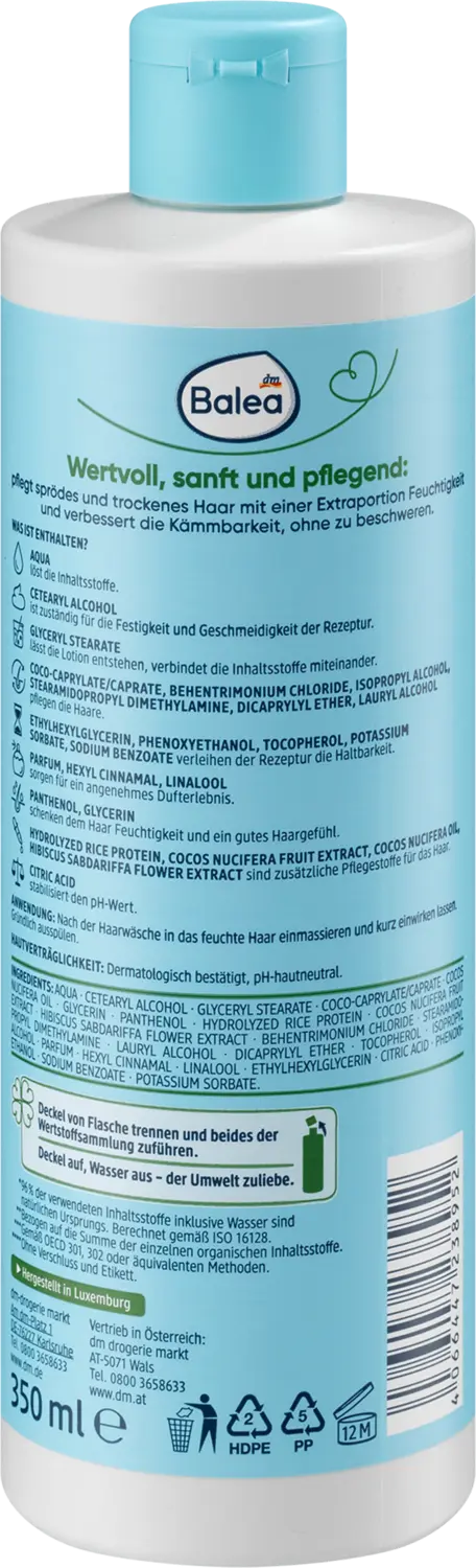 Кондиционер Balea Conditioner Natural Beauty Hibiskus-Extrakt und Kokosmilch, 350 ml — фото 2