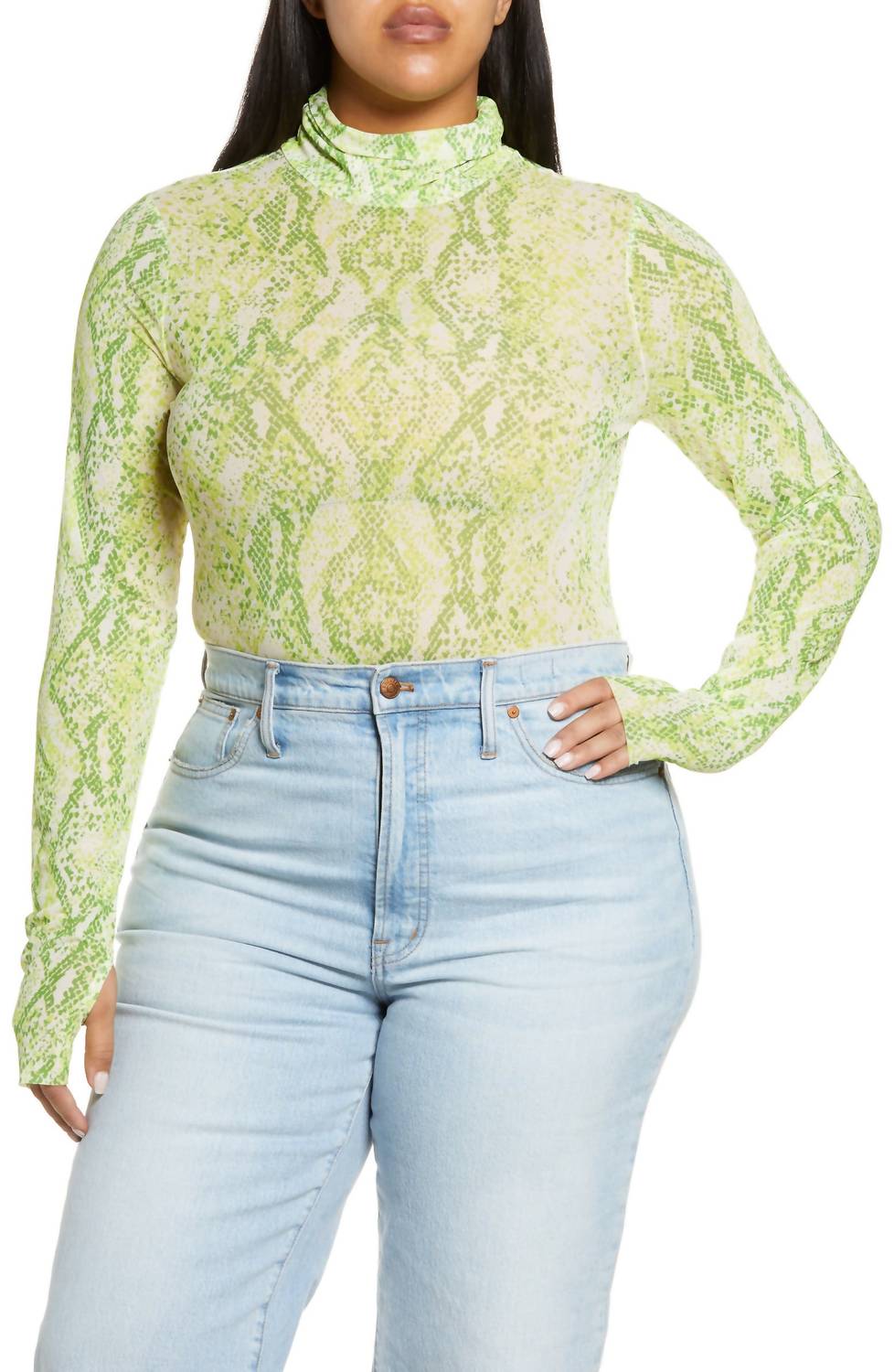 

Водолазка Zadie Power Mesh Top In Lime Snake AFRM