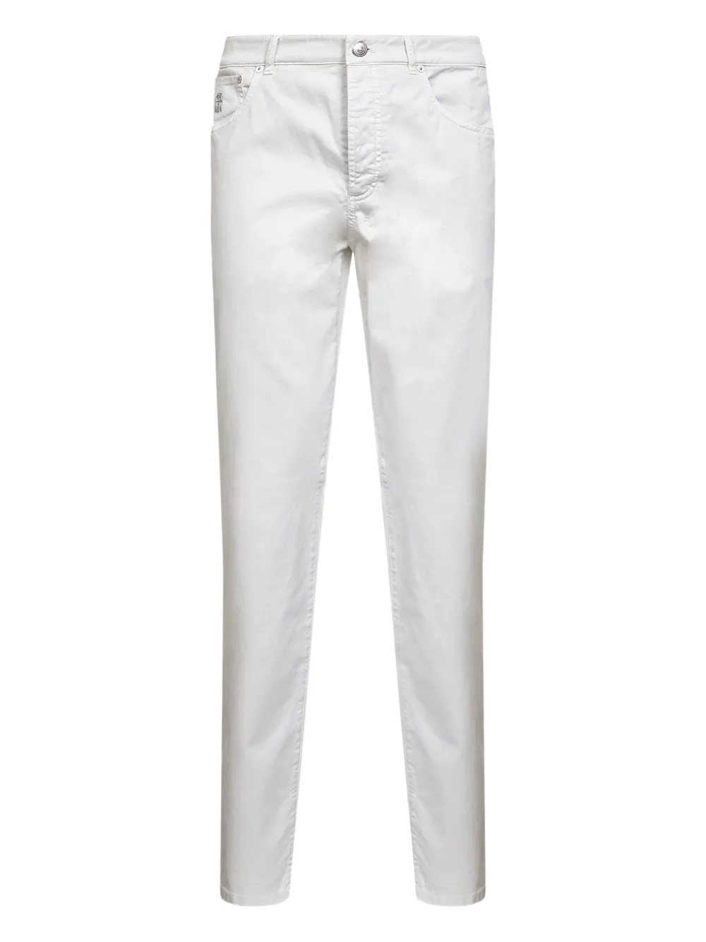 

Брюки с пятью карманами и вышивкой Brunello Cucinelli, белый