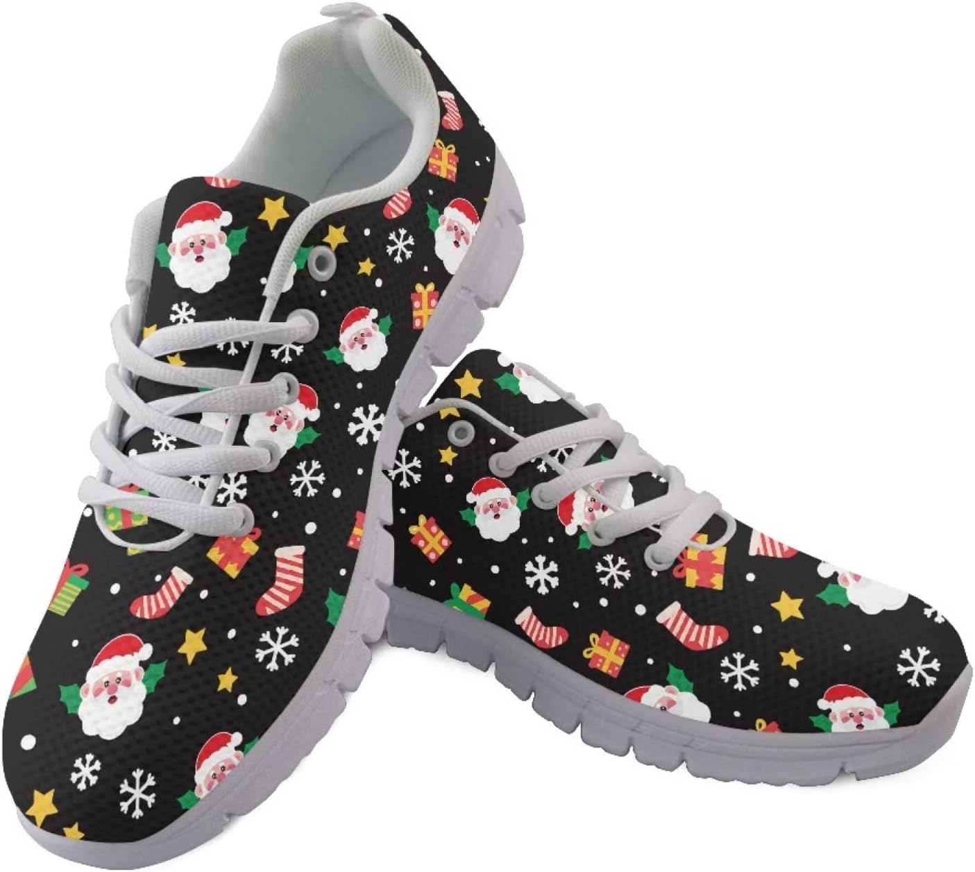 

Кроссовки Forchrinse для женщин и мужчин, повседневные, с шнуровкой, для бега, дышащие, легкие теннисные обувь, Santa Claus Printed