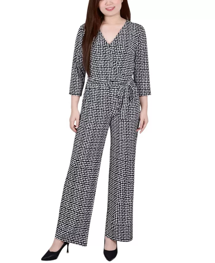 

Петит комбинезон с поясом, принтом и рукавом 3/4 NY Collection, мультиколор