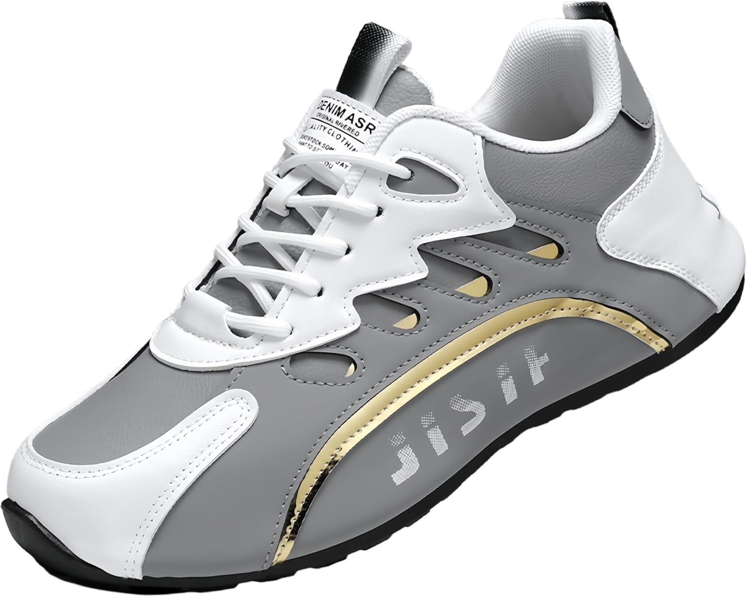 

Мужские модные повседневные спортивные кроссовки большого размера - мягкая, противоскользящая, прочная подошва. Низкий каблук, шнуровка. Для тренировок и прогулок Clolinde, белый/серый