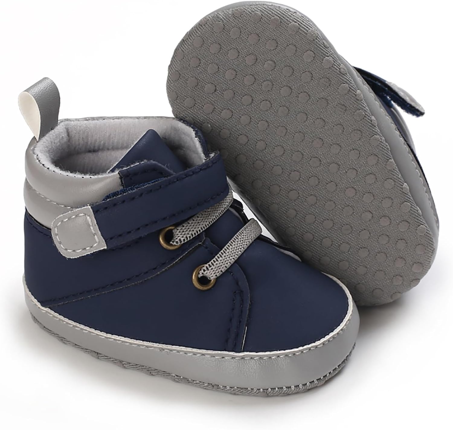 

Детские кроссовки SOFMUO для мальчиков и девочек, высокие на щиколотку, из искусственной кожи, с нескользящей подошвой, мягкой резиновой подошвой, пинетки для младенцев, обувь для малышей, школьная форма, A3/Pu Navy