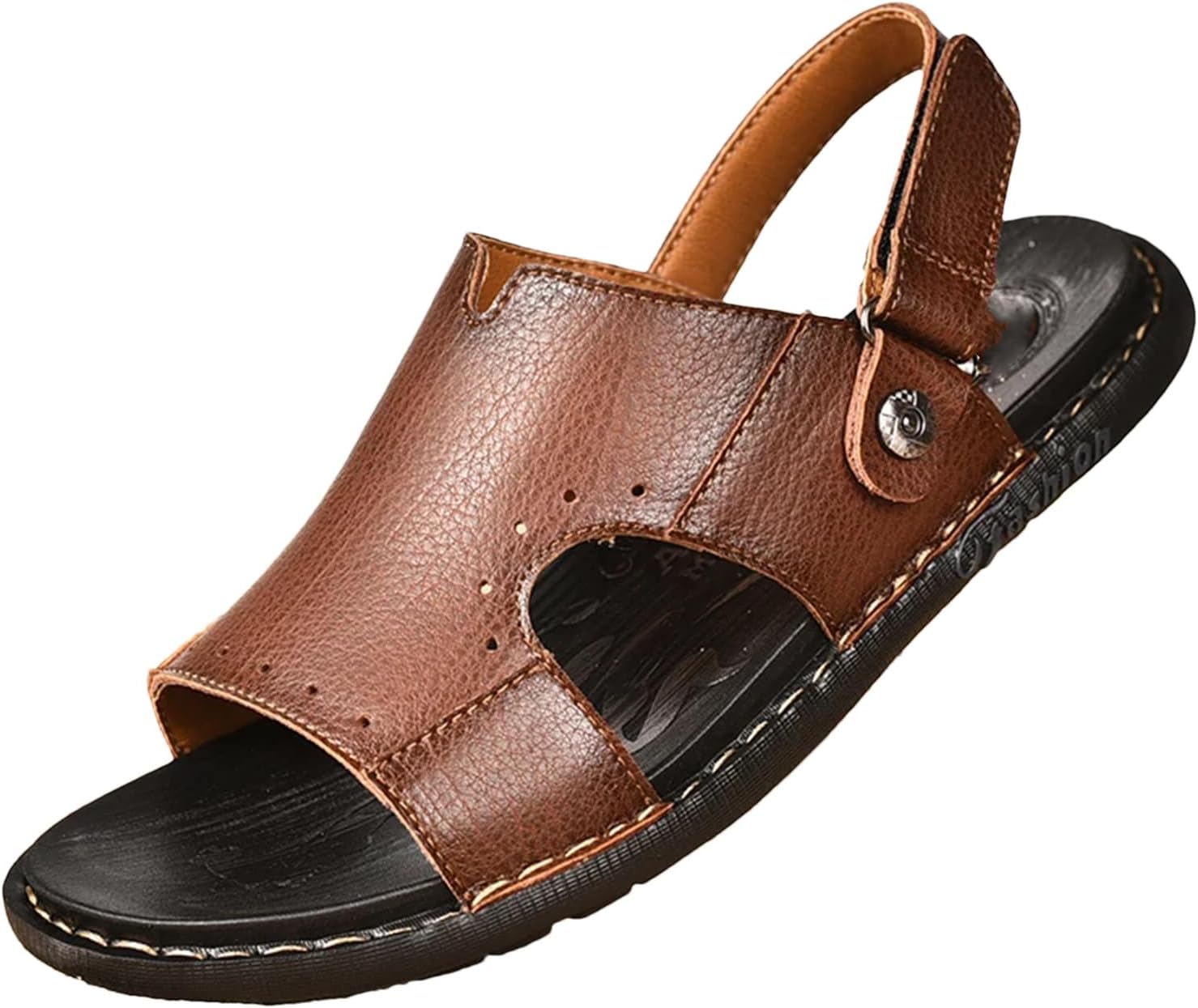 

Мужские классические сандалии ручной работы, дышащие летние сандалии из микрофибровой кожи Generic, темно-коричневый