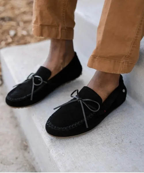 Мужские замшевые мокасины Minnetonka LOAFER MOC чёрные