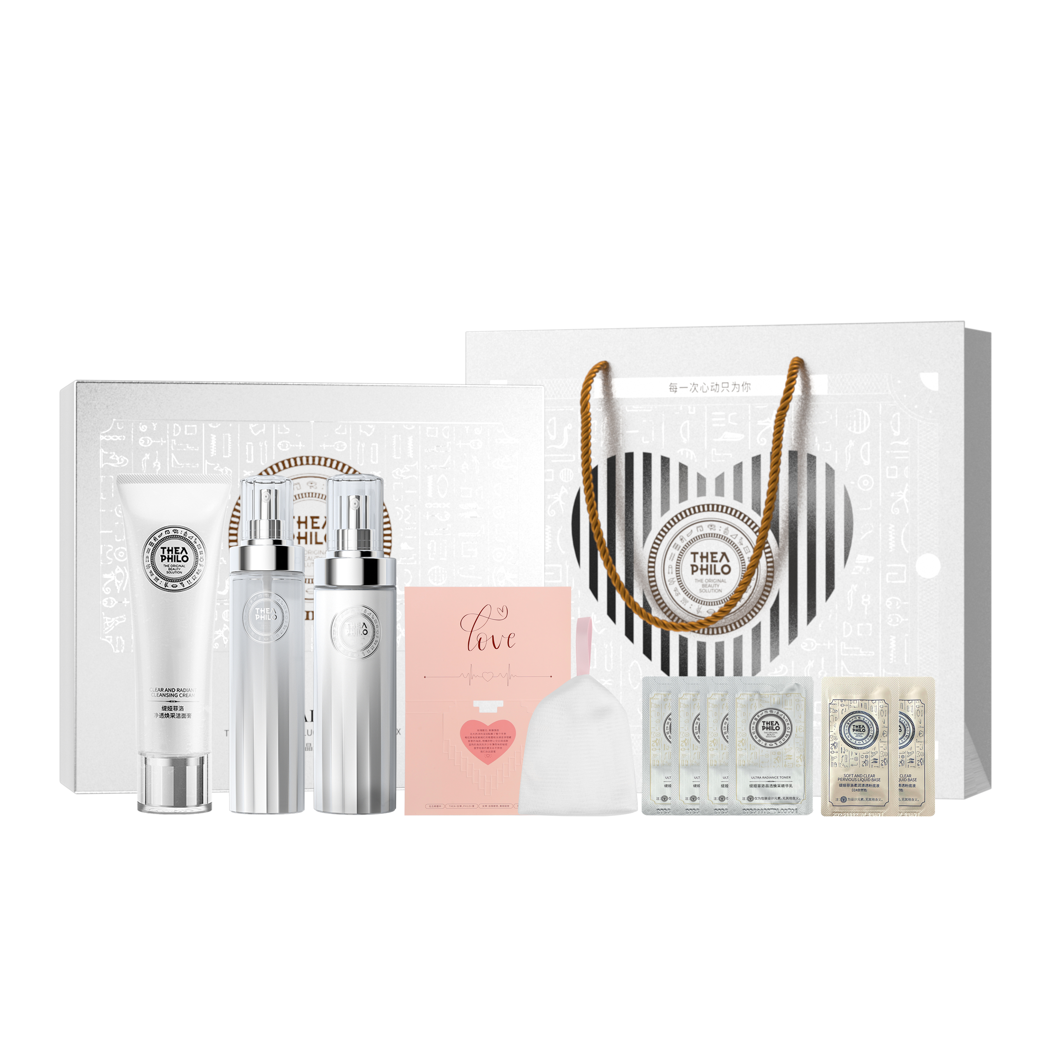 Подарочный набор уходовой косметики THEA PHILO Romantic Heartbeat Box Limited Edition: тоник + лосьон + очищающее средство + пудра — фото 3