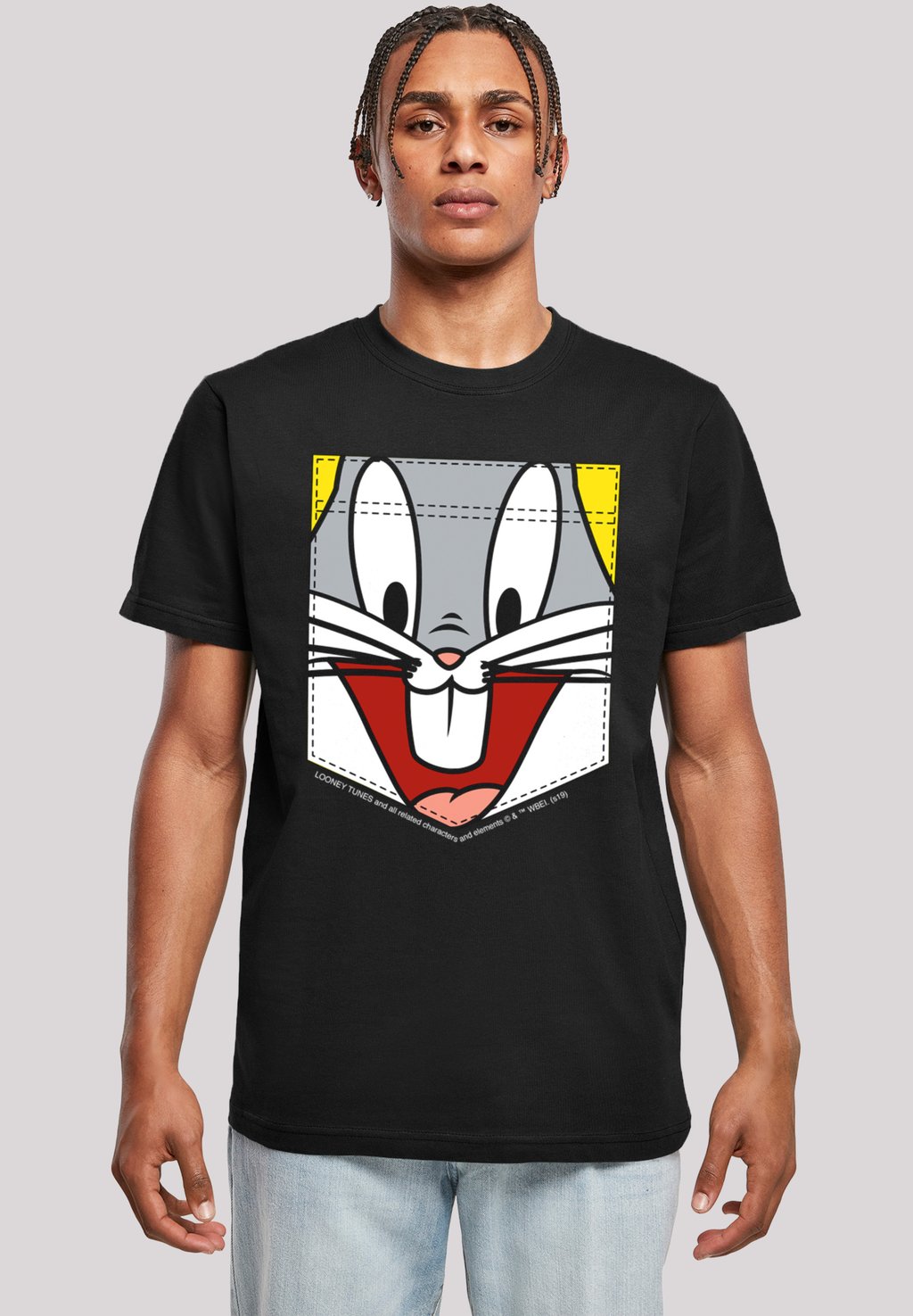 

Футболка с принтом LOONEY TUNES BUGS BUNNY FACE FAUX POCKET F4NT4STIC, черный