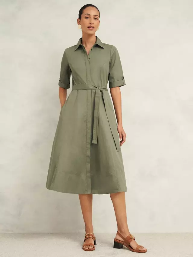 

Платье Hobbs Hobbs Riley Organic Cotton Blend Shirt, цвет sage
