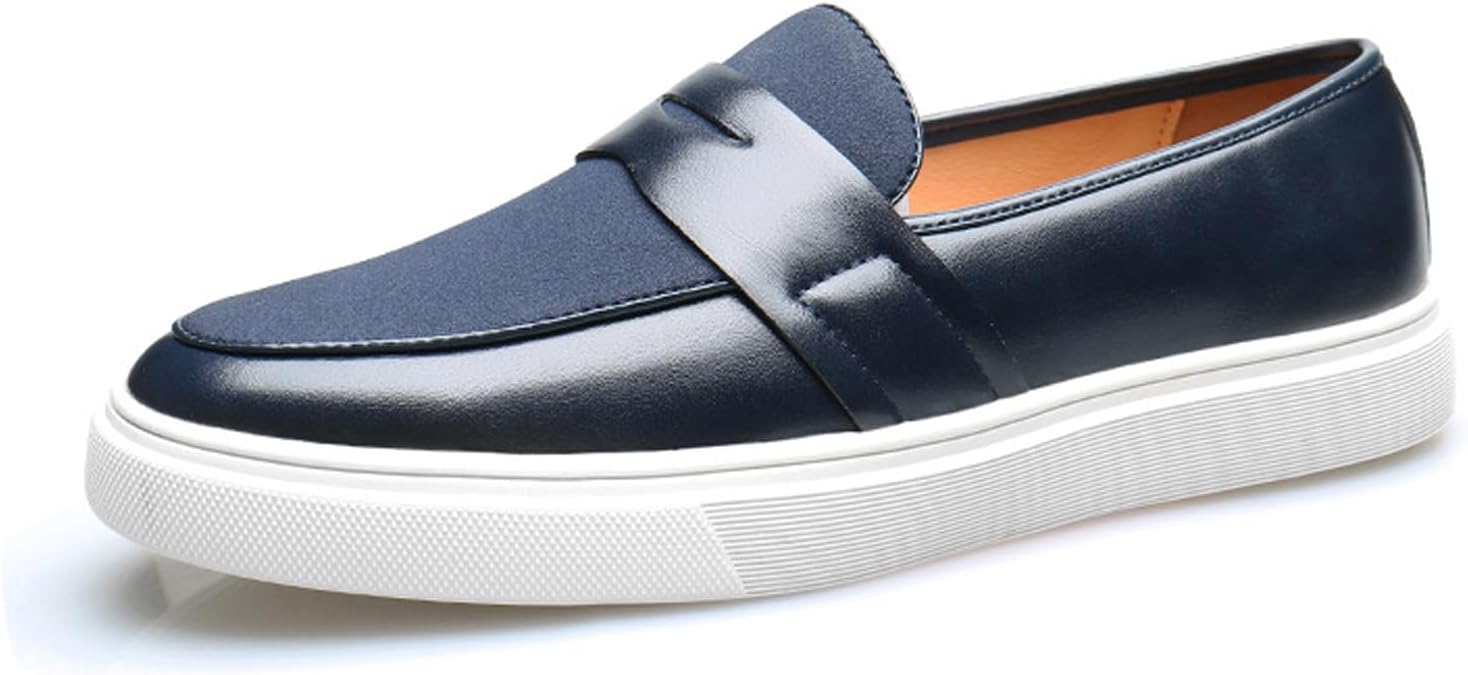 

Мужские слипоны из натуральной кожи с комбинированными элементами, легкие, противоскользящие, для вождения, дышащие кроссовки-лодочки для прогулок, путешествий и офиса Helenbra, синий