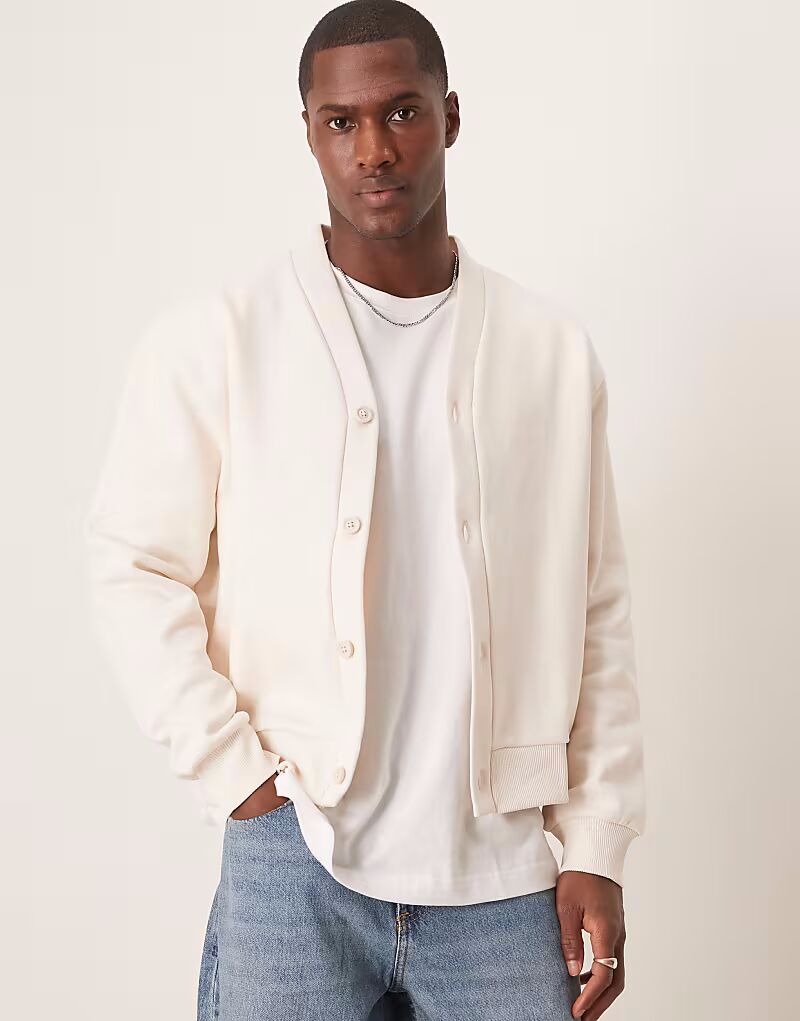 

Премиальный кардиган свободного кроя ASOS DESIGN плотного кроя белого цвета - CREAM