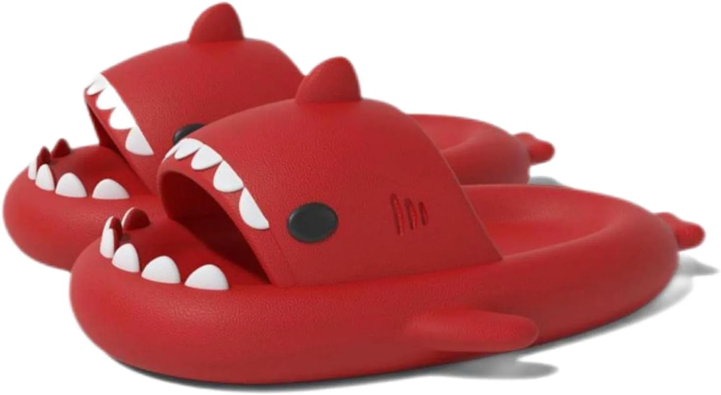 Тапочки для детей Zureto Shark, Тапочки для детей Cloudy Shark, Милые мультяшные детские тапочки Акула, красный — фото 3