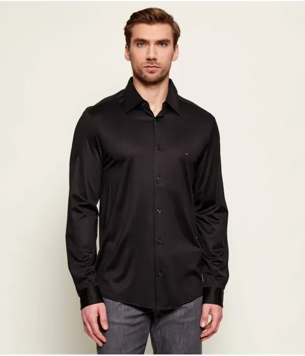 Рубашка slim fit Emporio Armani, черный — фото 3