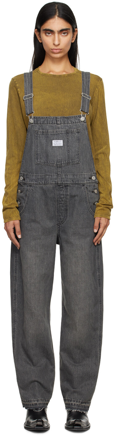 

Черный винтажный джинсовый комбинезон Levi's