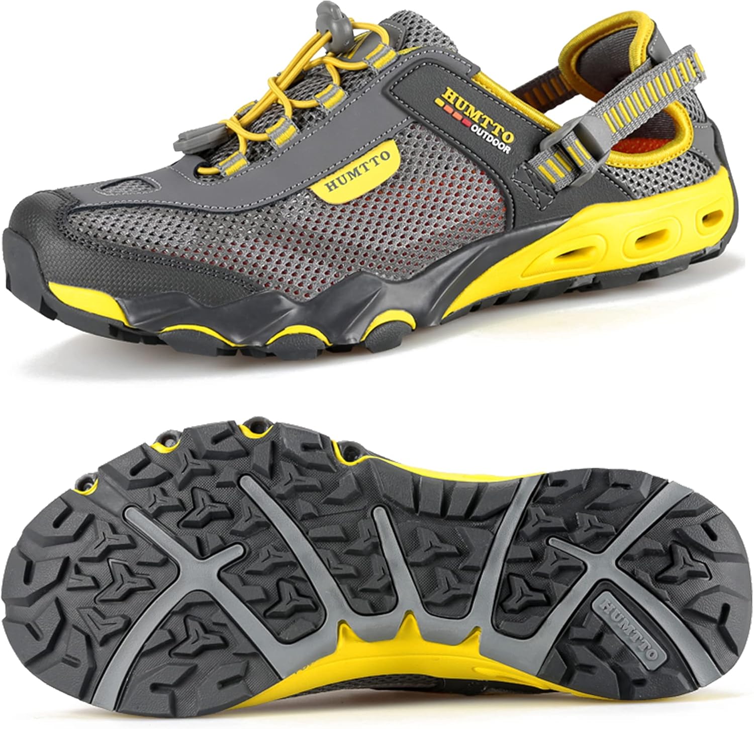 

Мужские водные туфли HUMTTO - походные сандалии для мужчин, уличные водные сандалии с закрытым носком, нескользящие речные туфли, летние быстро сохнущие акваобувь, серый