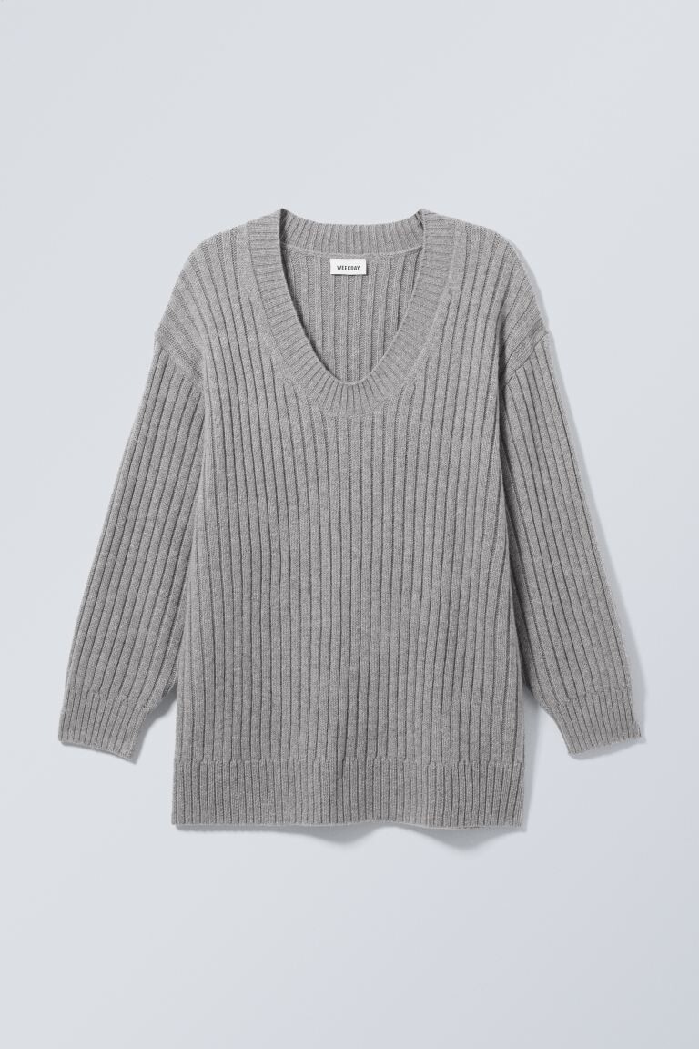 

Свитер оверсайз из смесовой шерсти eden Weekday, серый