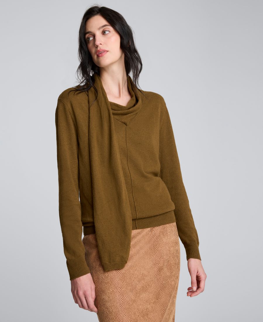 

Женский свитер с длинными рукавами и шарфом Kenneth Cole, Dark Moss