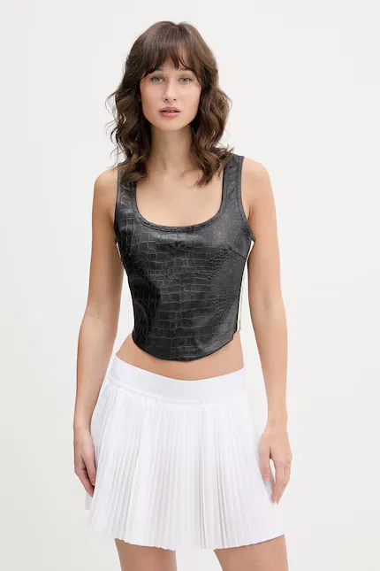 Топ из искусственной кожи Adidas Originals, черный