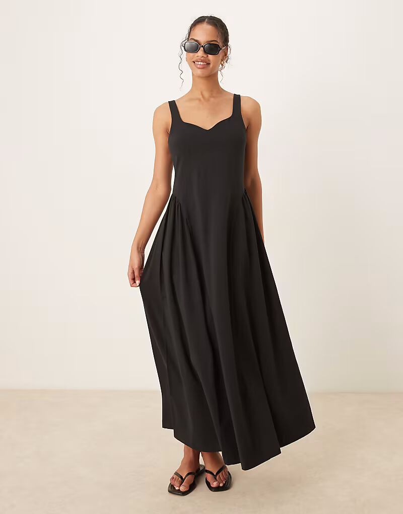 

Летнее платье макси с пышной юбкой ASOS DESIGN черного цвета