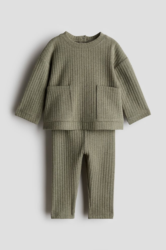 

Костюм-Двойка из хлопка в широкую рубчику H&M, зеленый
