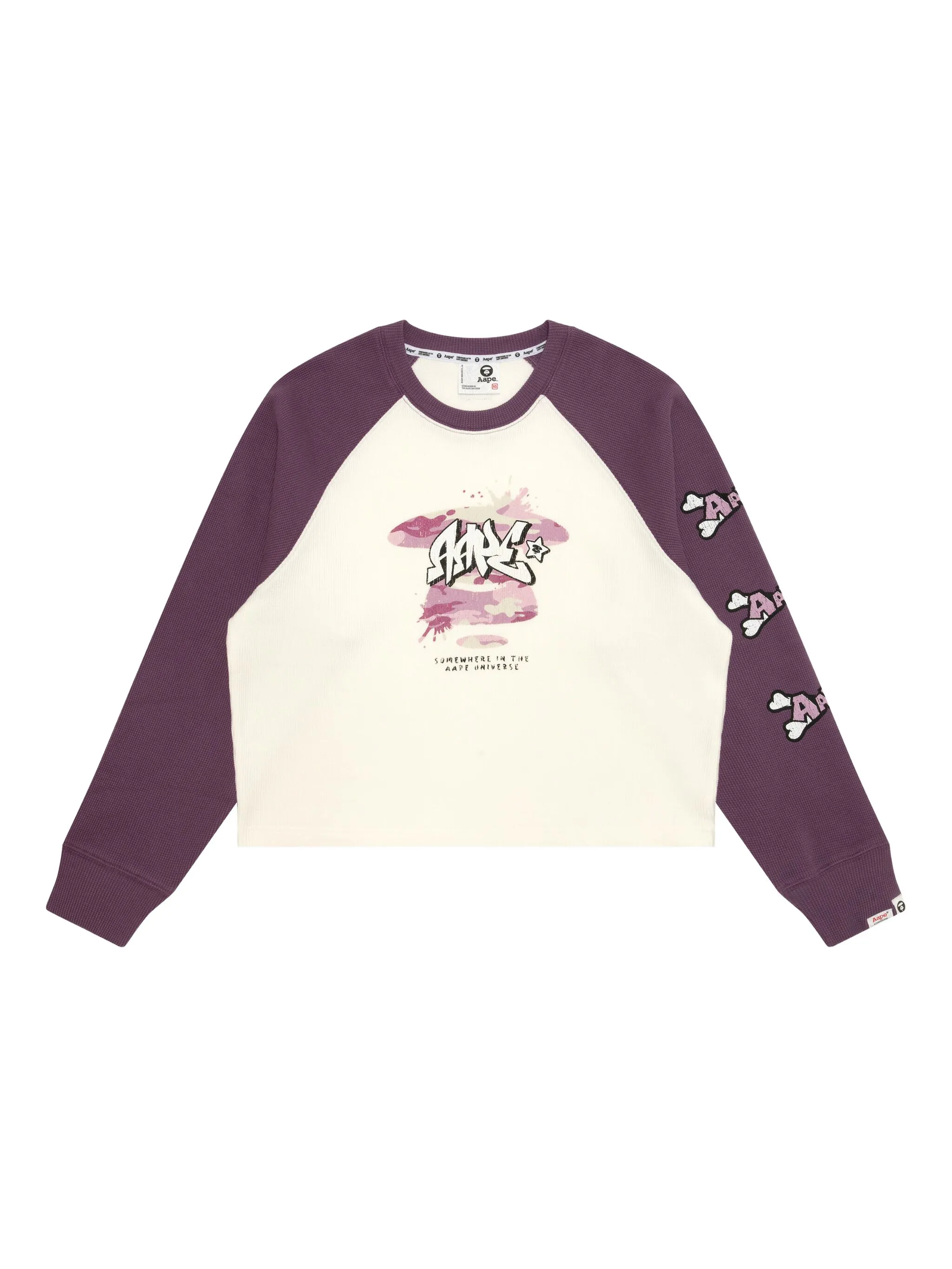 

Футболка с рукавами реглан и принтом Aape By A Bathing Ape, белый