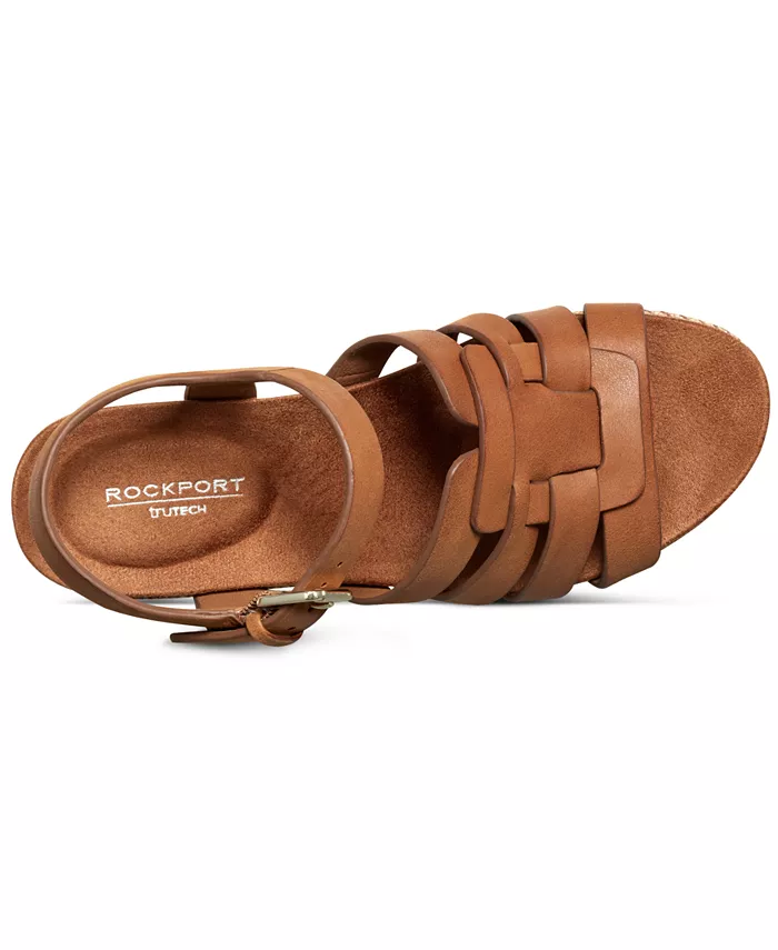 Женские босоножки Bessa на платформе с открытым носком и ремешками Rockport, коричневый — фото 4