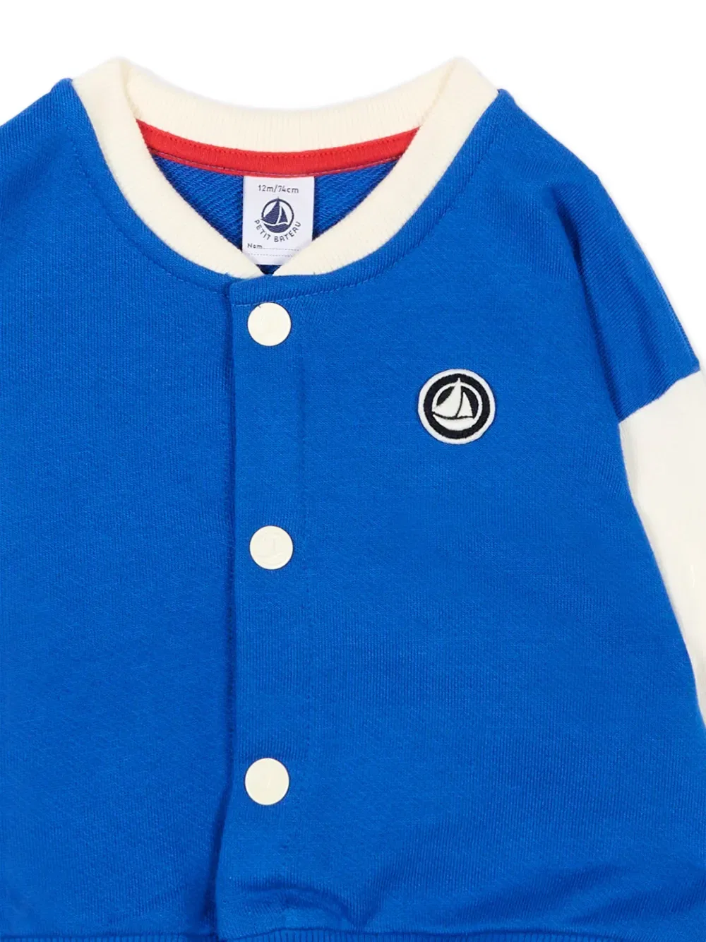 Куртка с аппликацией в виде логотипа, застегивающаяся на пуговицы Petit Bateau, синий — фото 3