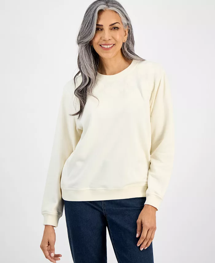 

Миниатюрная вышитая толстовка с круглым вырезом Style & Co, белый