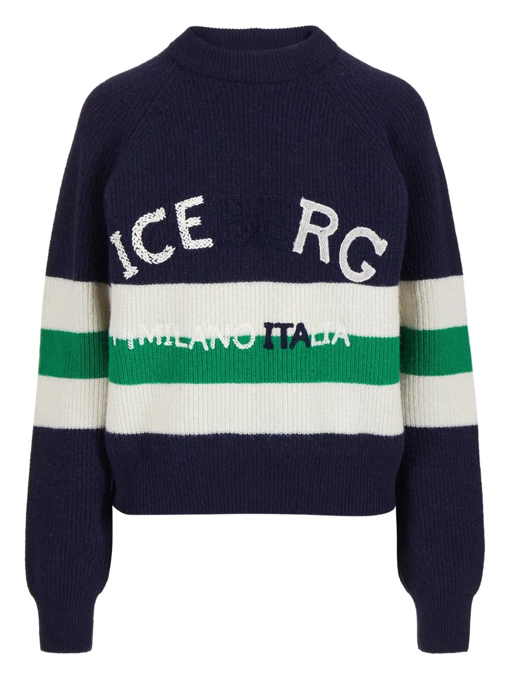 

Полосатый свитер с круглым вырезом Iceberg, синий