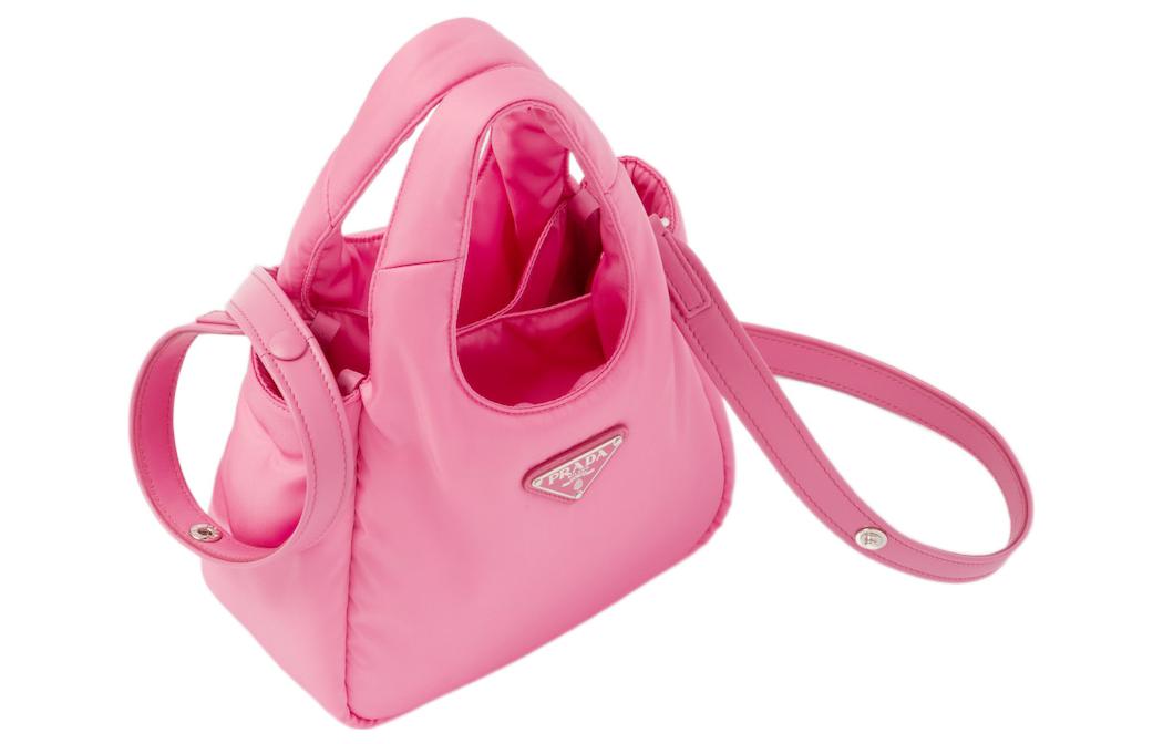 PRADA Сумка-шоппер Re Nylon Fabric Tote Bag, мини-сумка, женская, розовая — фото 3