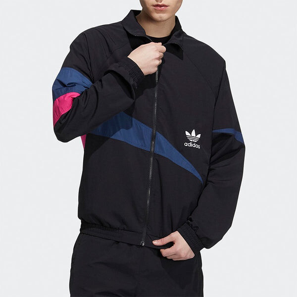 Куртка Men's adidas originals TS Track Top Logo Printing Contrasting Colors Sports Jacket Autumn Black, мультиколор — фото 3