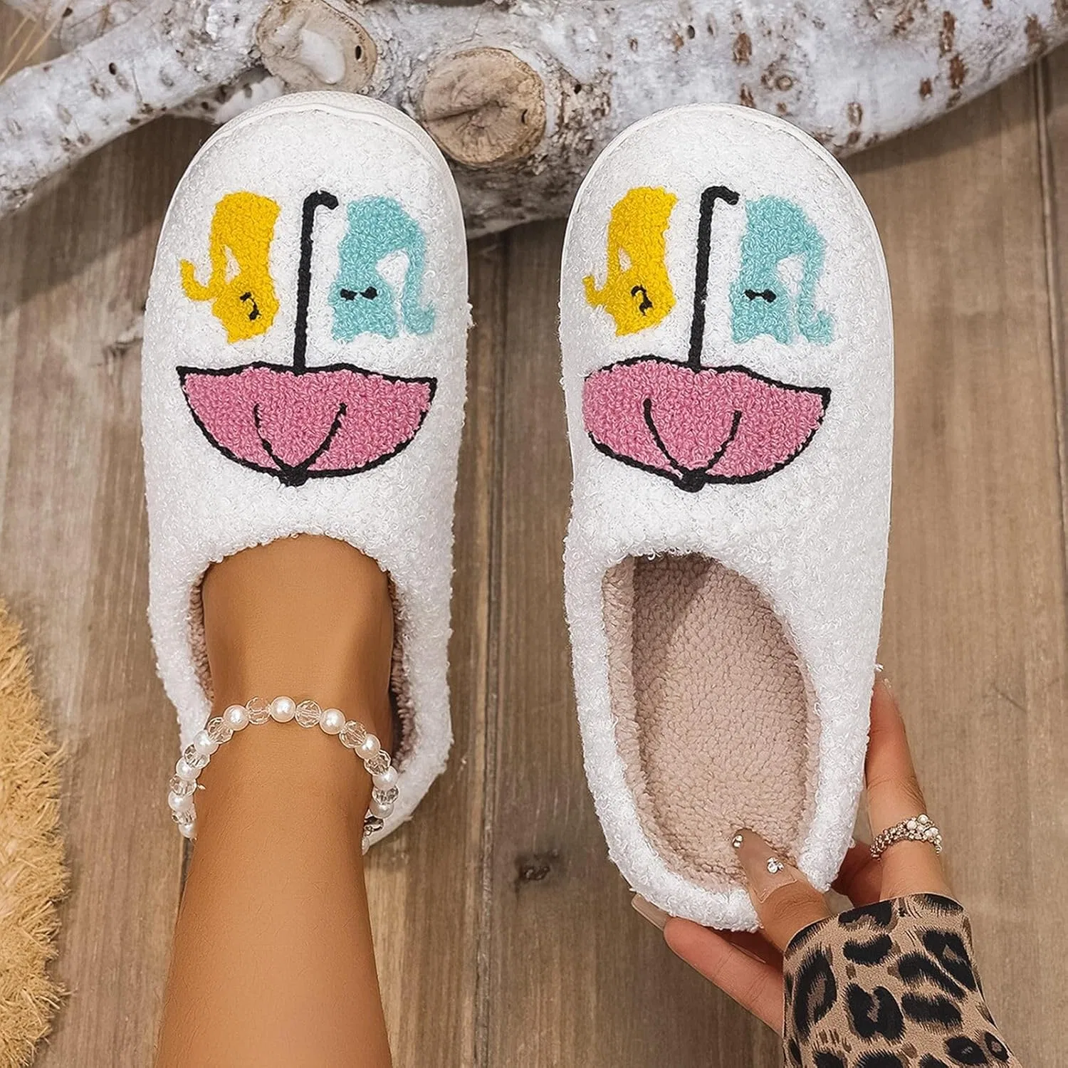 Generisch Hausschuhe Damen Herren Winter Plüsch Pantoffeln Rutschfeste Unisex Warm Hausschlappen Filzpantoffeln Frauen Bequeme Тапочки Ultraweiche Flauschige Hauspantoffeln Warme Schlappen, Weiß 4 — фото 2