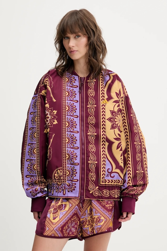 

Куртка-бомбер X Farm Rio Adidas, бордовый