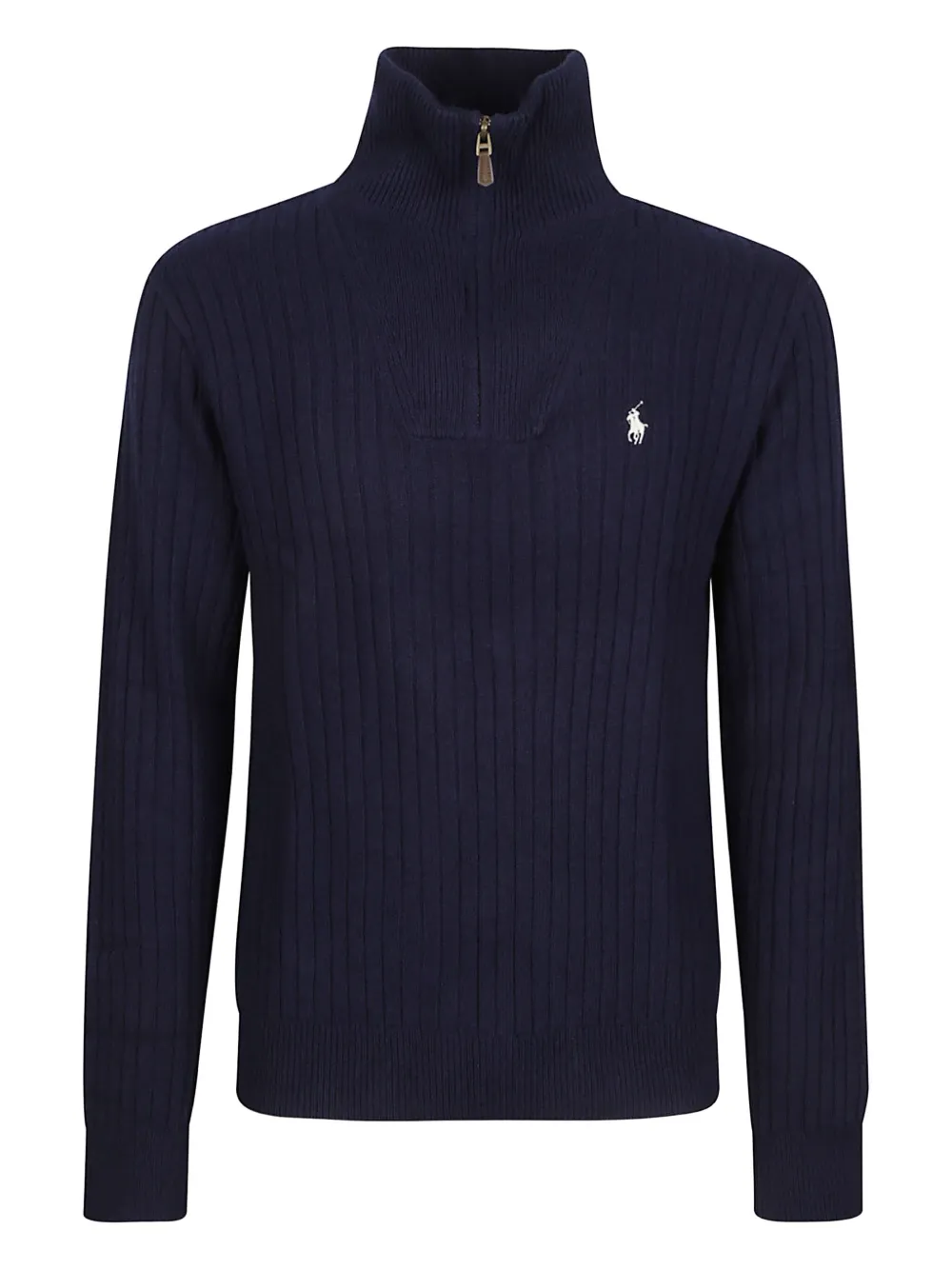 

Свитер в рубчик с молнией на воротнике Polo Ralph Lauren, синий